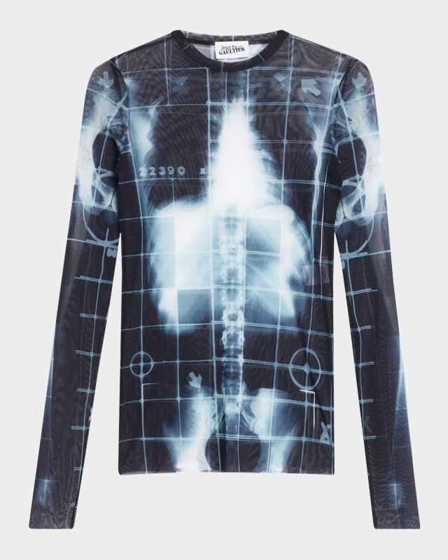 Skeletor X-Ray Printed Mesh Long-Sleeve Top